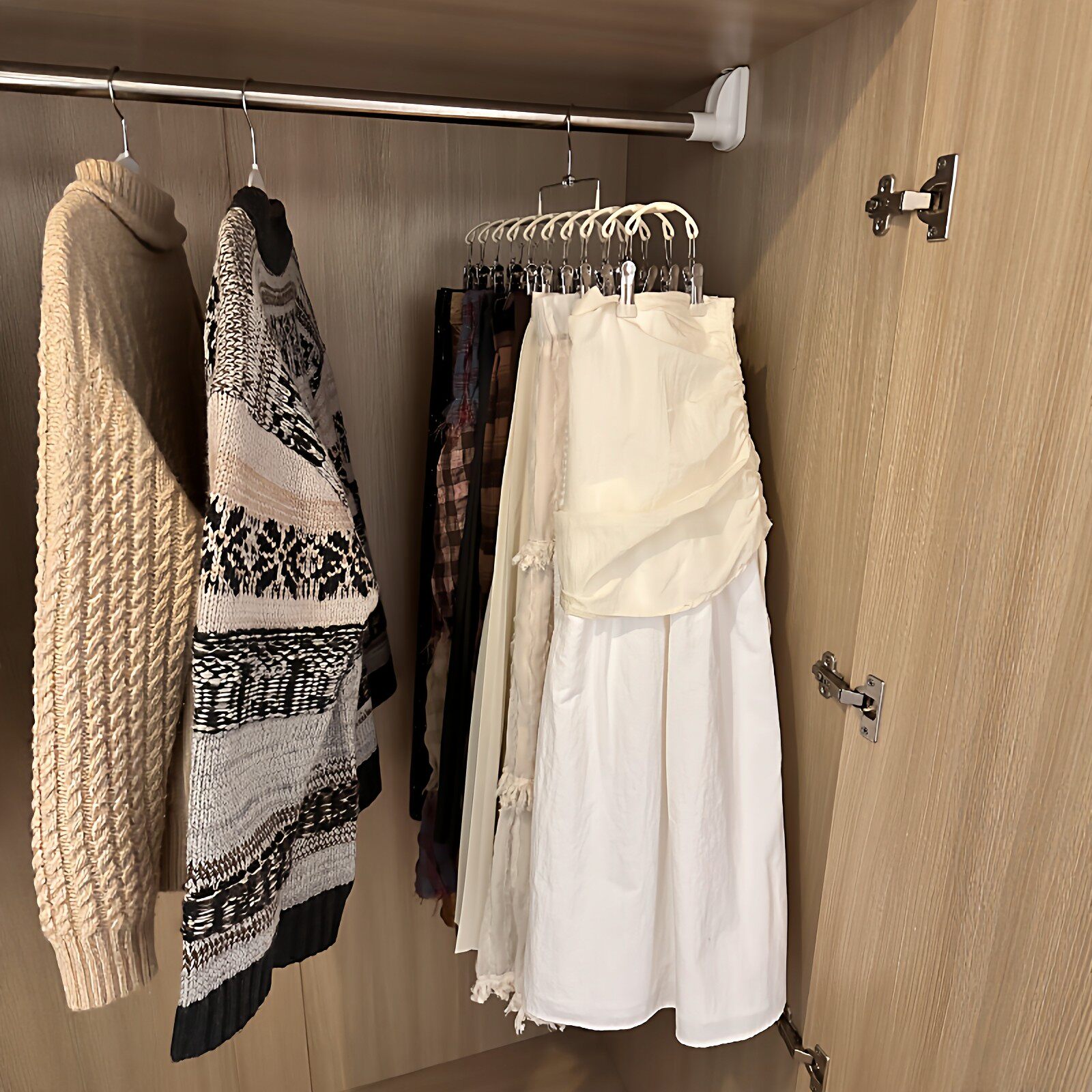 不锈钢防风夹多夹子裤架多功能衣柜裤子衣服收纳神器双排无痕衣架