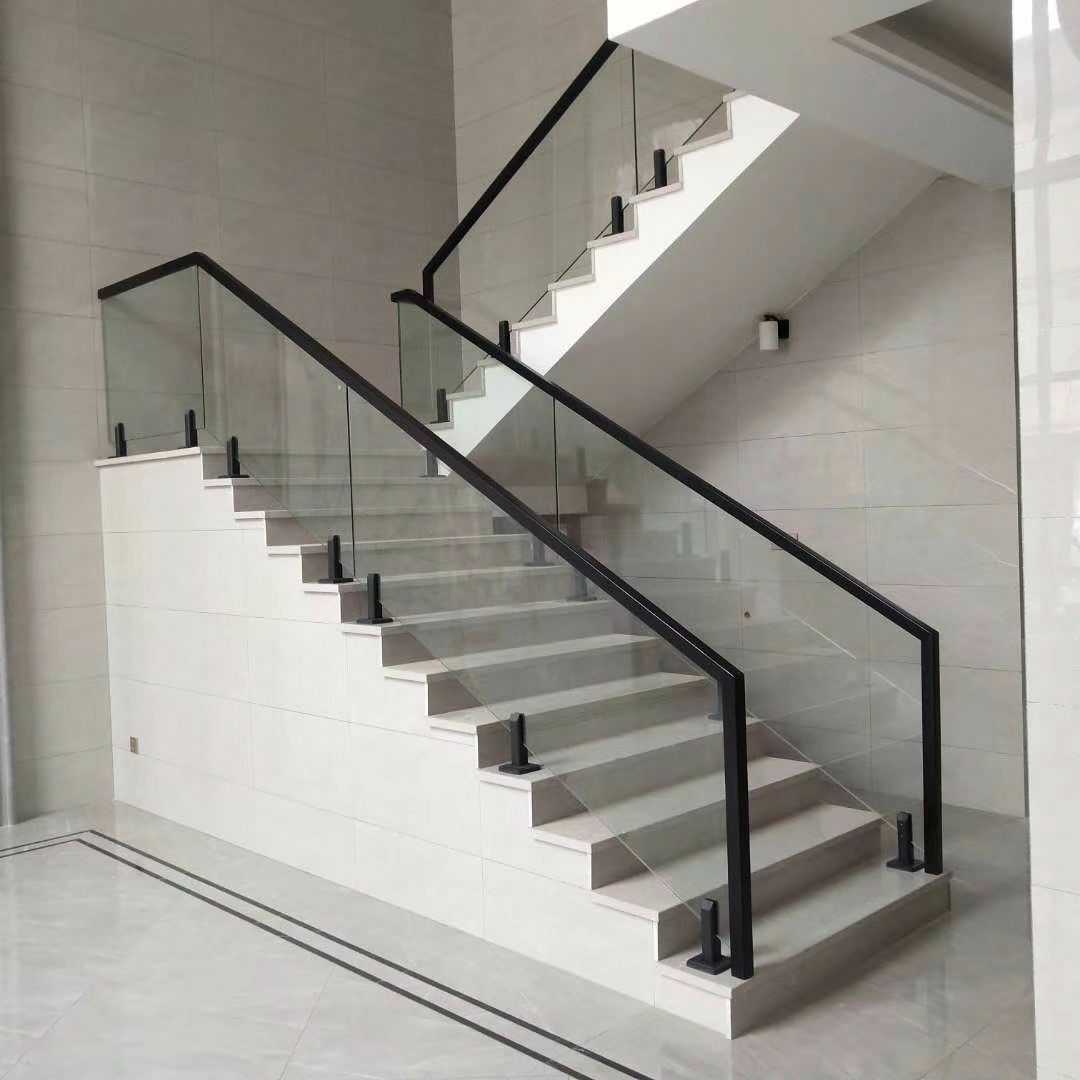 玻璃楼梯扶手超白钢化玻璃栏杆中式实木扶手简约现代