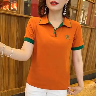 T恤女士2025新款 百搭夏季 短袖 洋气体恤大码 POLO衫 减龄年轻妈妈装