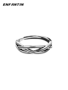 ENFANTIN纯银潮男戒指高街男士小众配饰简约可调节情侣款个性对戒