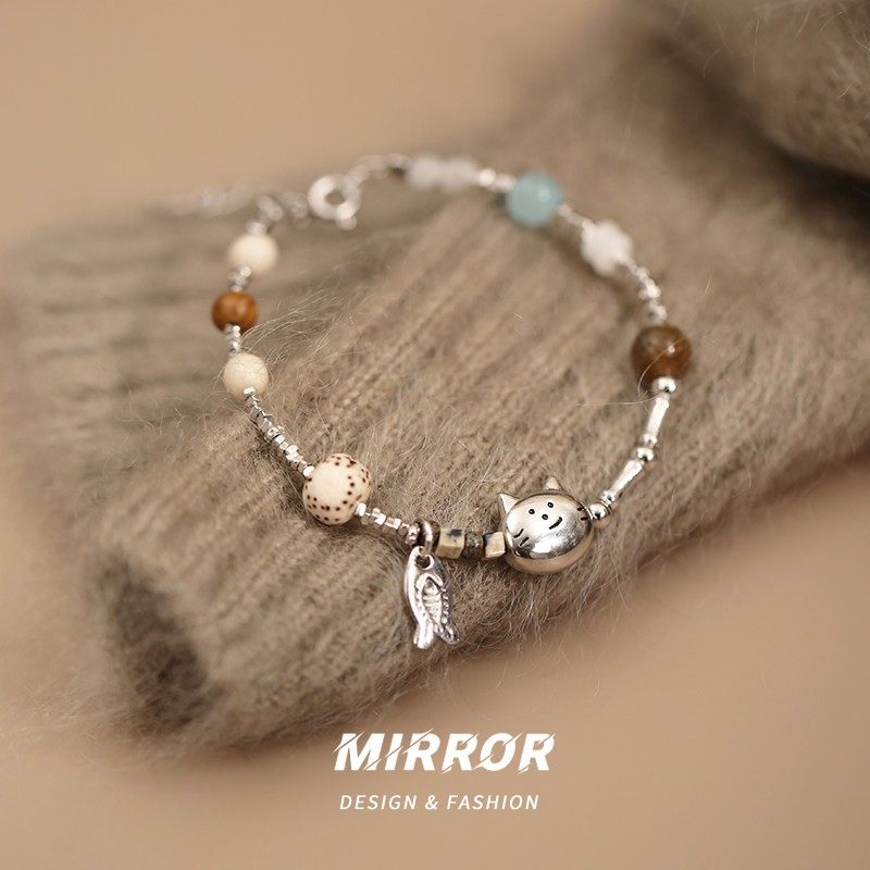 小麋人925纯银猫咪小鱼手链女手环手饰个性时尚高级感学生礼物潮,饰品/流行首饰/时尚饰品新,手链,淘宝优惠券,粉丝福利购,淘宝优惠卷