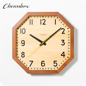 八角实木挂钟卧室静音扫秒石英钟 日式 CHAMBRE日本原装 进口新款