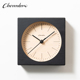 CHAMBRE日本原装 进口方形简约现代实木挂墙台钟静音卧室座钟075BK