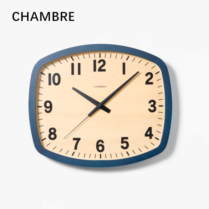 CHAMBRE日本原装进口北欧日式方圆实木家用挂钟客厅扫秒静音时钟