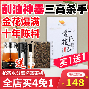 安化黑茶湖南安化 正品特级金花茯砖茶叶正宗一级天尖10年陈料茶