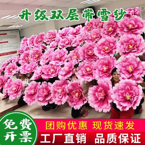 牡丹花舞蹈手拿花儿童舞台表演开场舞运动会广场舞演出手持花道具