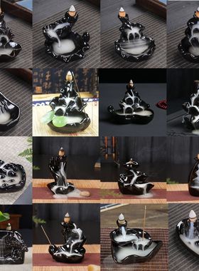 天然倒流香粒家用室内摆件塔香粒禅意倒流香炉自流香厕所除臭熏香