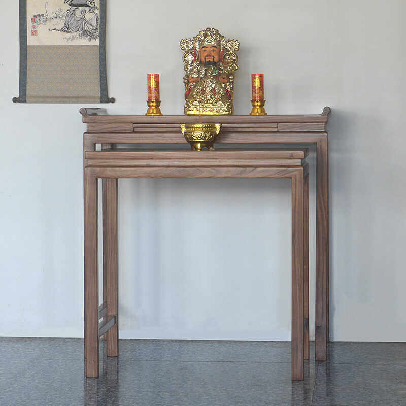 实木供桌香案家用简约条案神佛桌神台财神爷贡台桌新中式黑胡桃木