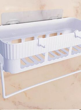 多功能免打孔卫生间置物架毛巾架浴室厨房收纳架墙上储物床头家用