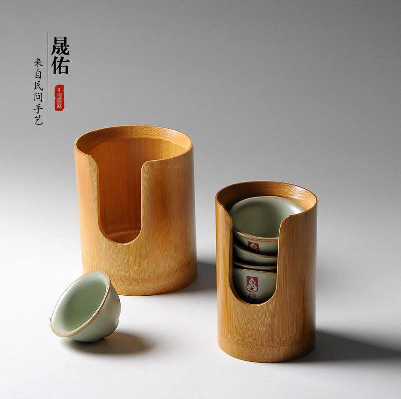 碳化竹制茶杯架晾杯架架子杯架功夫竹制竹子配件沥水架收纳茶杯架