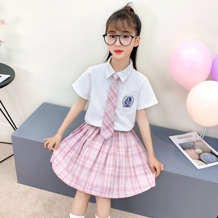 jk制服正版女童夏季儿童小学生校服套装幼稚园裙子三件套短袖13岁