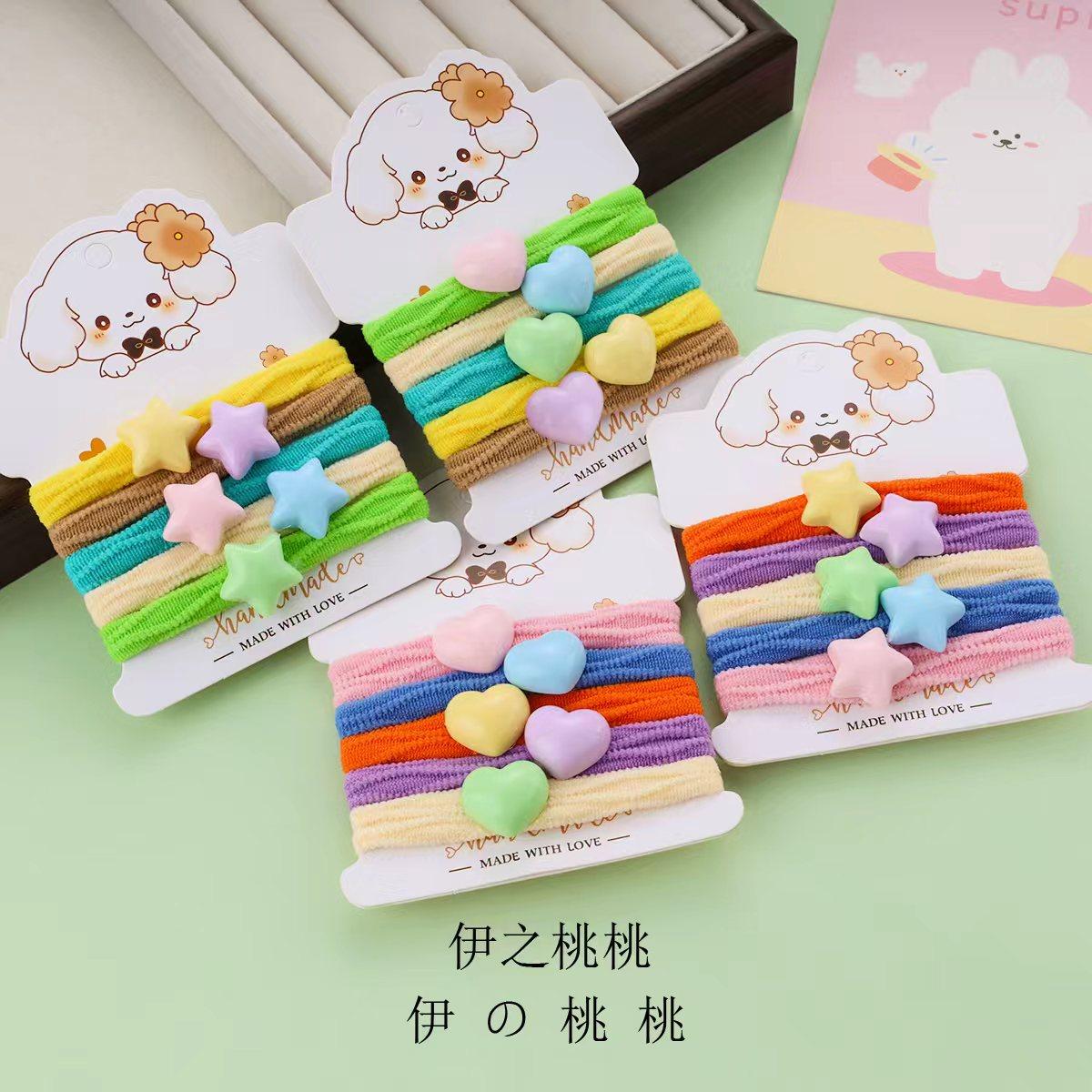 彩色星星毛巾圈小p女孩不伤发高马尾扎头绳女童丸子头发圈发