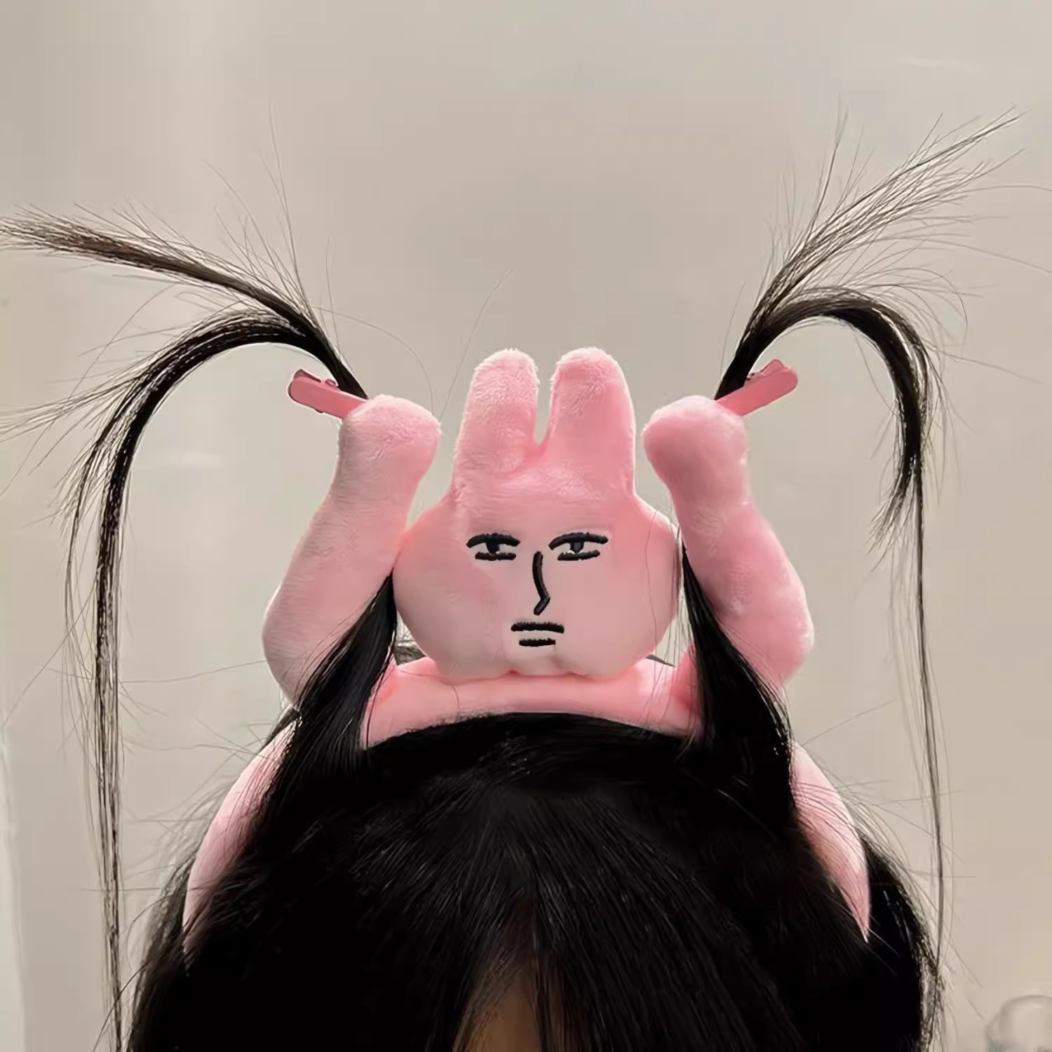 粉红兔子发箍搞怪趣味头箍女刘海薅头发可爱卡通发饰发卡发捆头饰