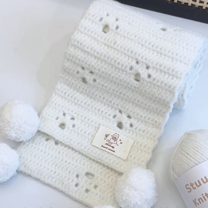 猫爪踏雪围巾毛线手工diy