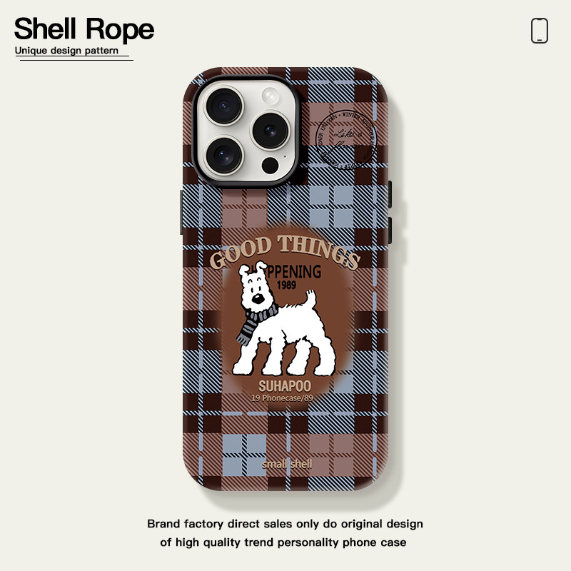 适用苹果13手机壳iphone16pro新款15格子围巾小狗14超薄12防摔菲林11小众高级感plus磨砂13女款16promax外壳x,3C数码配件,手机保护套/壳,淘宝优惠券,粉丝福利购,淘宝优惠卷