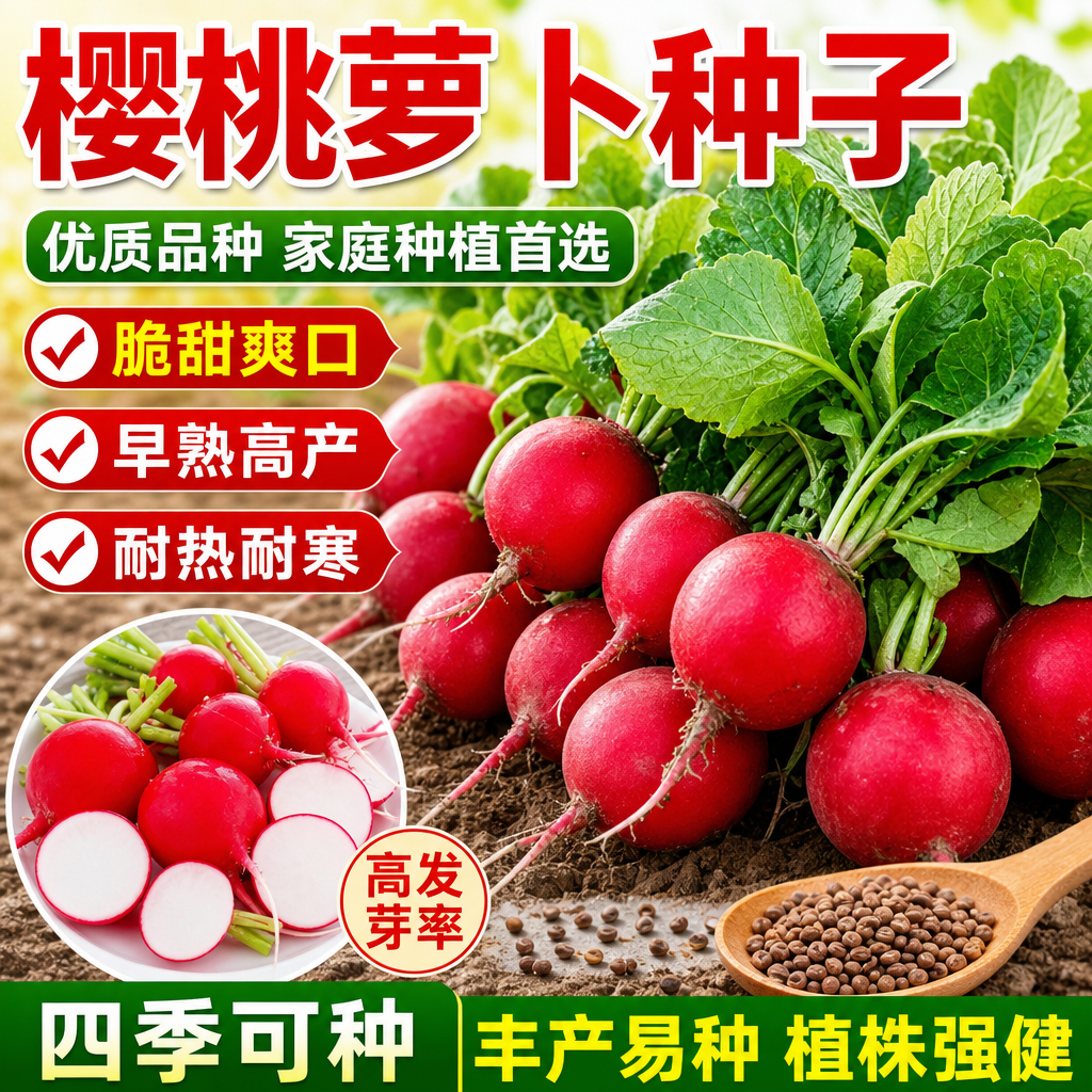 樱桃萝卜种子种籽子菜种菜籽罗卜大全盆栽四季水果萝卜小水孑籽种