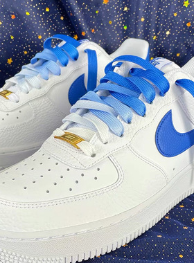 鞋带渐变色空军一号af1aj1高低帮扁平彩紫绿色小白板鞋绳带男女款