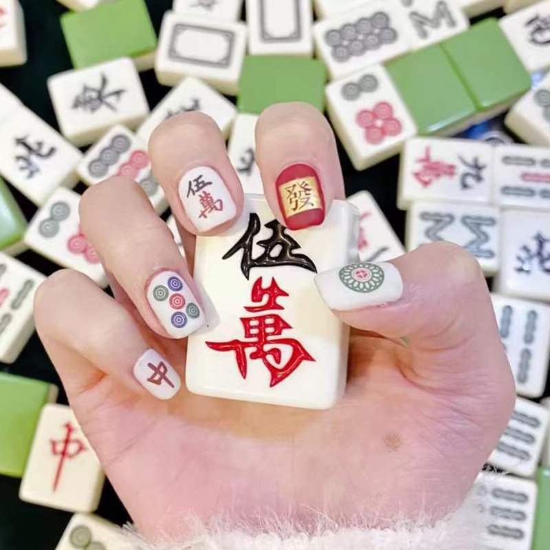 恭喜发财 穿戴甲成品 假指甲高级感短款拆卸网红爆款定制美甲贴片