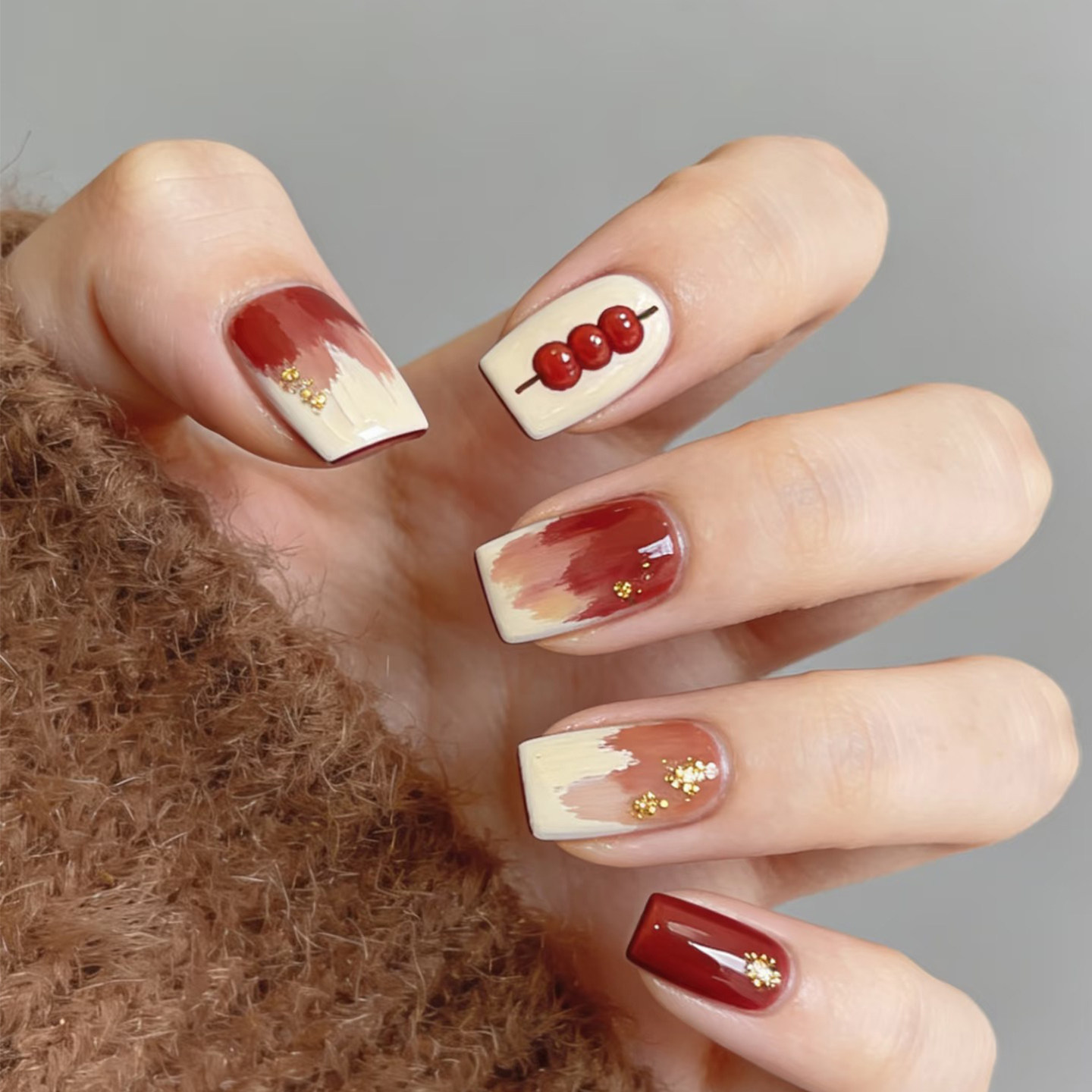 手工穿戴甲2025新款秋冬新年油画糖葫芦百搭显白高级感美甲 1156,彩妆/香水/美妆工具,穿戴甲/甲片,淘宝优惠券,粉丝福利购,淘宝优惠卷