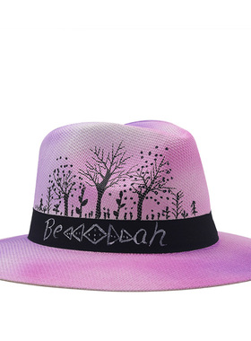 草帽western cowboy hat new韩潮女士夏季遮阳帽大沿草帽新款