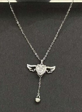 Women Necklace ladies丘比特之心项链女爱心锆石浪漫天使锁骨