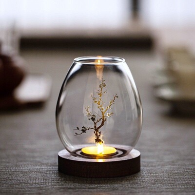 Glass Candlesticks with Cup Cover Transparent Candle Holders