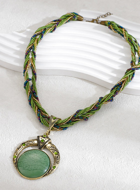 Women Necklace Chocker欧美时尚西米亚手工编织项链民族风复古