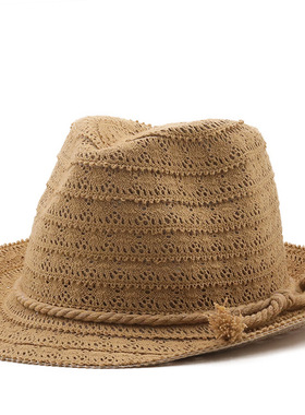 防晒时尚草帽Wide Brim Men Hat Panama Cowboy Hats Women