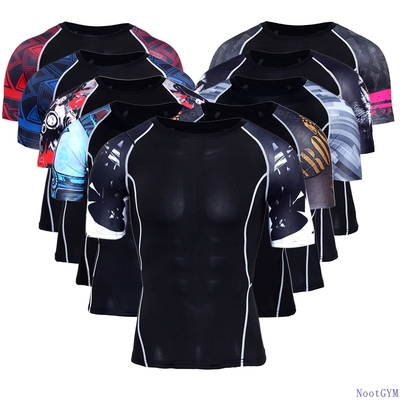男健身短袖Men Compression Running T Shirt Tight Sport tshirt