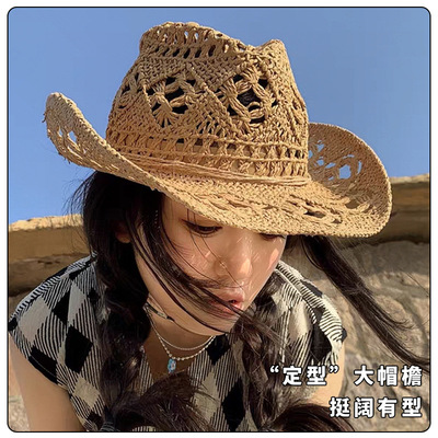 straw hat sun block big brim seaside beach hat夏季帽子女款