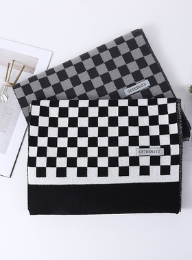men scarf winter new棋盘格围巾 男士韩版冬季格子羊绒保暖时尚