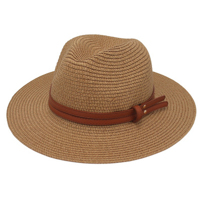 Straw Hat Sun Block Big Brim Seaside Beach Hat春夏巴拿马帽黄