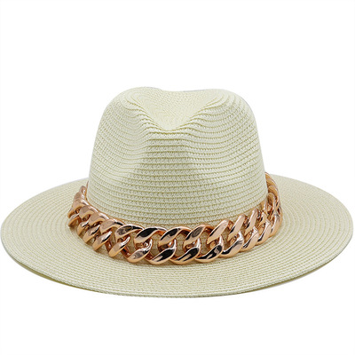 防晒时尚草帽Wide Brim Men Hat Panama Cowboy Hats Women