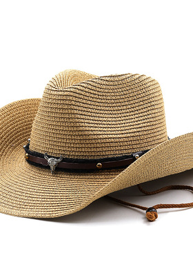 防晒时尚草帽Wide Brim Men Hat Panama Cowboy Hats Women