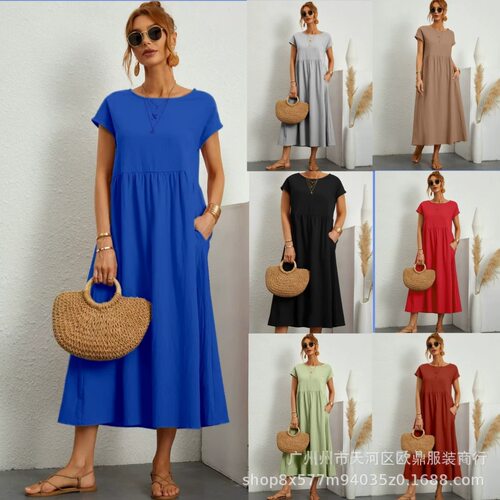 summer dress vestidos dresses robe gown连衣裙女2026欧美纯色