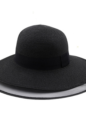 草帽Western Cowboy Hat New赫本风复古小香风优雅网纱沙滩防晒