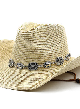 防晒时尚草帽Wide Brim Men Hat Panama Cowboy Hats Women