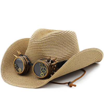 防晒时尚草帽Wide Brim Men Hat Panama Cowboy Hats Women