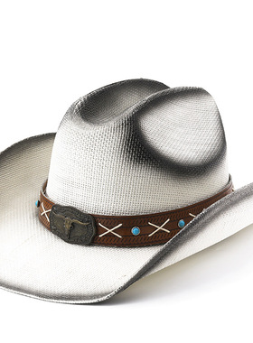 防晒时尚草帽Wide Brim Men Hat Panama Cowboy Hats Women