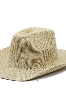 western cowboy wide brim hat 帽子新款礼帽欧美版草纱遮阳中性