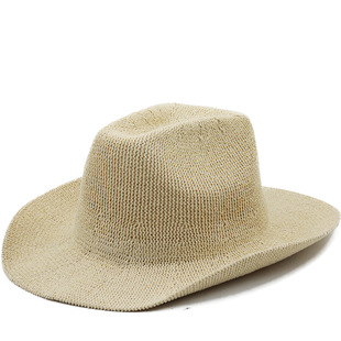 western cowboy wide brim hat 帽子新款礼帽欧美版草纱遮阳中性
