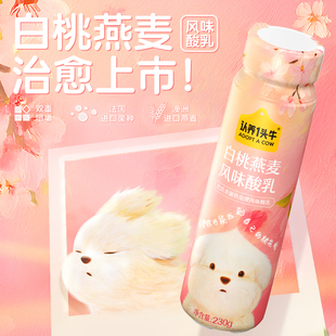 【230g*10酸奶】潦草小狗联名认养一头牛白桃燕麦风味酸乳230g