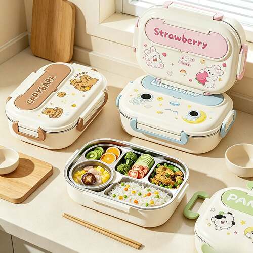 316不锈钢饭盒上班族小学生专用卡通大容量分格便当盒高颜值餐盒