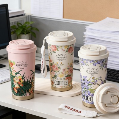 新款不锈钢保温保冷杯咖啡杯男女高颜值大容量杯子便携式吸管水杯