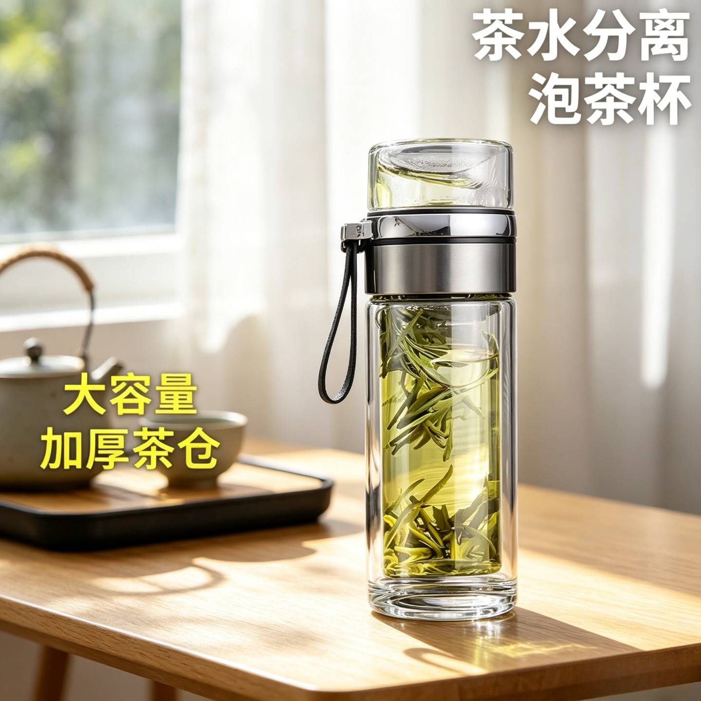 创意茶水分离玻璃杯泡茶师水杯吊玻璃杯