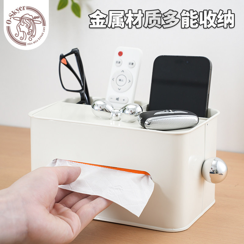 ins纸巾盒多功能客厅茶几遥控器文具杂物抽纸收纳盒桌面收纳盒铁