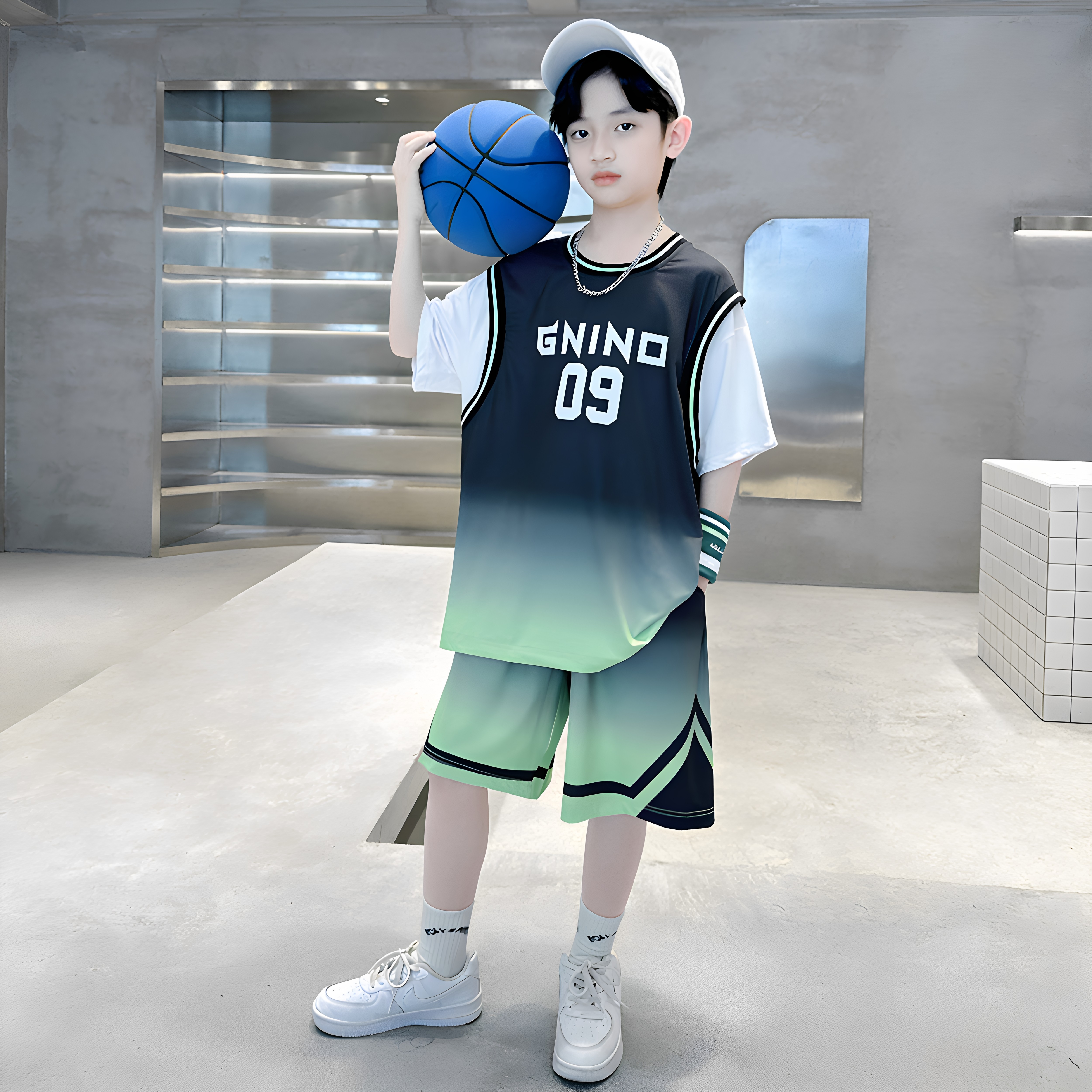 全棉纯棉男童夏装套装2026新款运动速干篮球服中大儿童夏季男孩痞图片