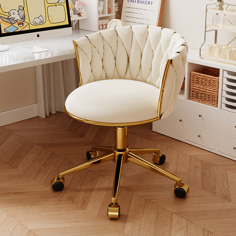 轻奢电脑椅卧室女生梳妆台凳子家用宿舍凳前台椅办公转椅化妆椅子