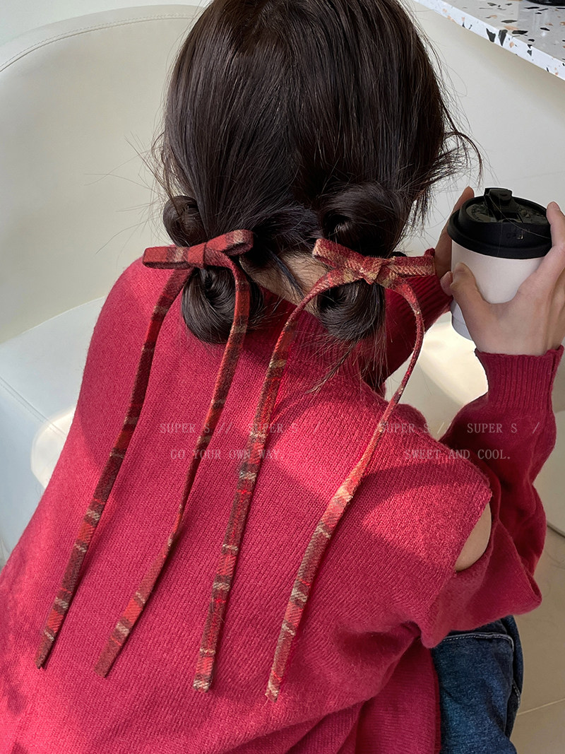 新年红色格子蝴蝶结飘带发夹女款设计感长条丝带头饰高级发饰发卡,饰品/流行首饰/时尚饰品新,发饰,淘宝优惠券,粉丝福利购,淘宝优惠卷