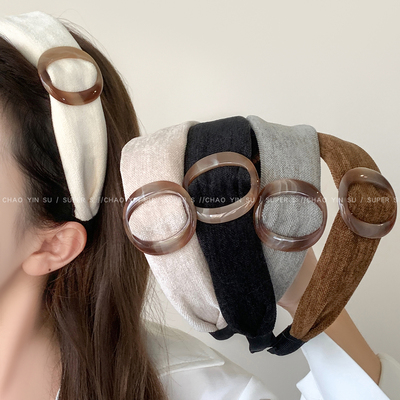 高质量美拉德复古宽边绒面发箍